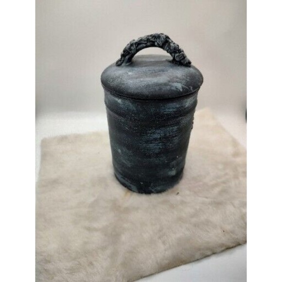 Repurposed Small  storage Canister Handmade By Me With Lid 6.5" Tall Ceramic - Picture 7 of 16
